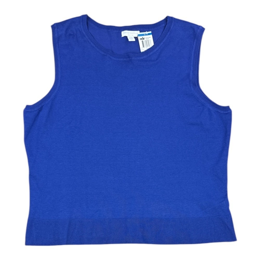 Charter Club Petite Silk Blend Sleeveless Shell Sweater Cerulean Blue PXL NEW